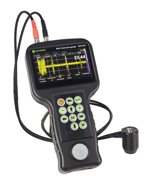 EM1501 超音波厚さ計 パルス電磁石付きトランスデューサで動作します。
EMA+圧電トランスデューサで動作します